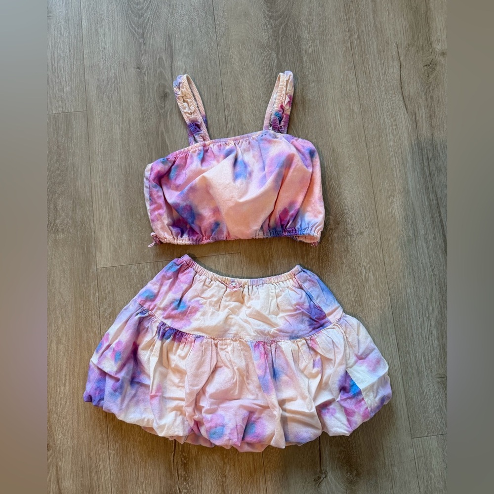 Zara Pink and Purple Tie-Dye Two-Piece outfit Set. Girls size 7. Kids clothes